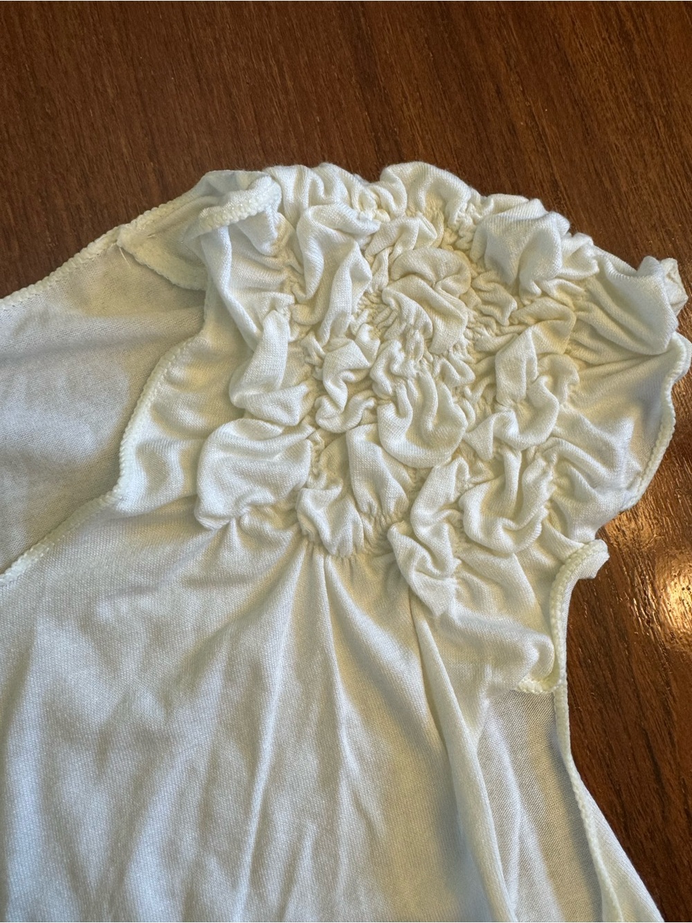 Max Studio Ivory Short-Sleeve Ruffle Shoulder Top - Picture 4 of 6